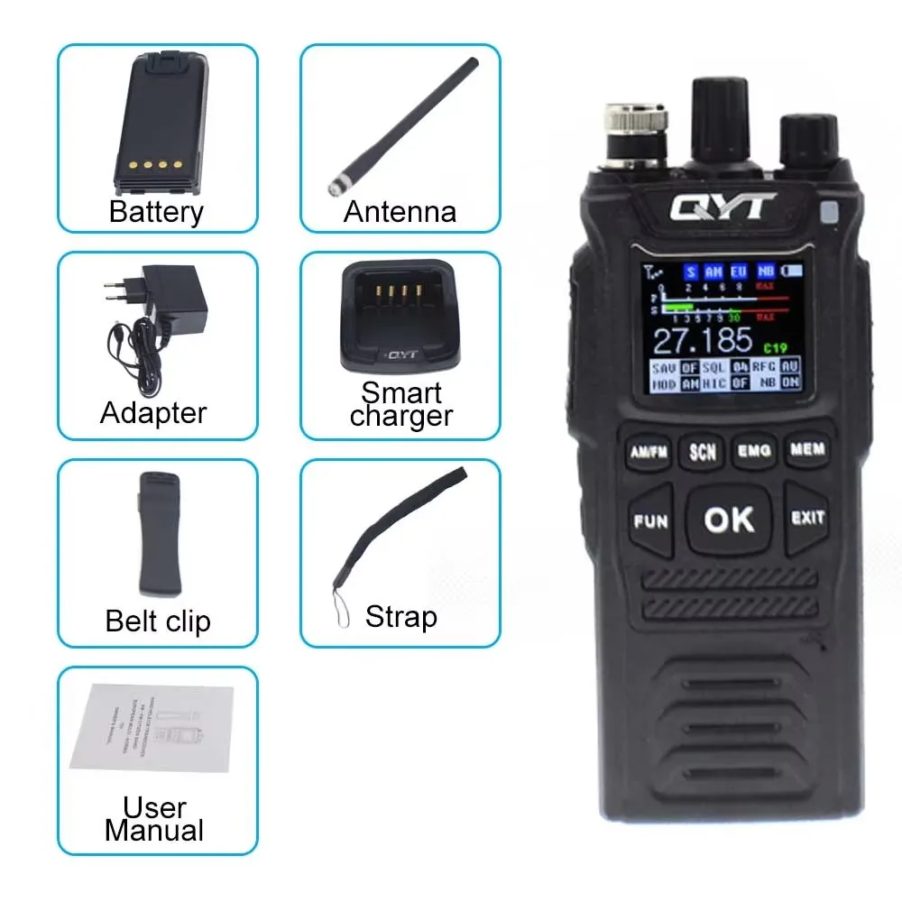 

New QYT CB-58 CB Radio 26.965-27.405MHz Portable Transceiver 4W 40 Channels AM/FM Citizen Band Radio