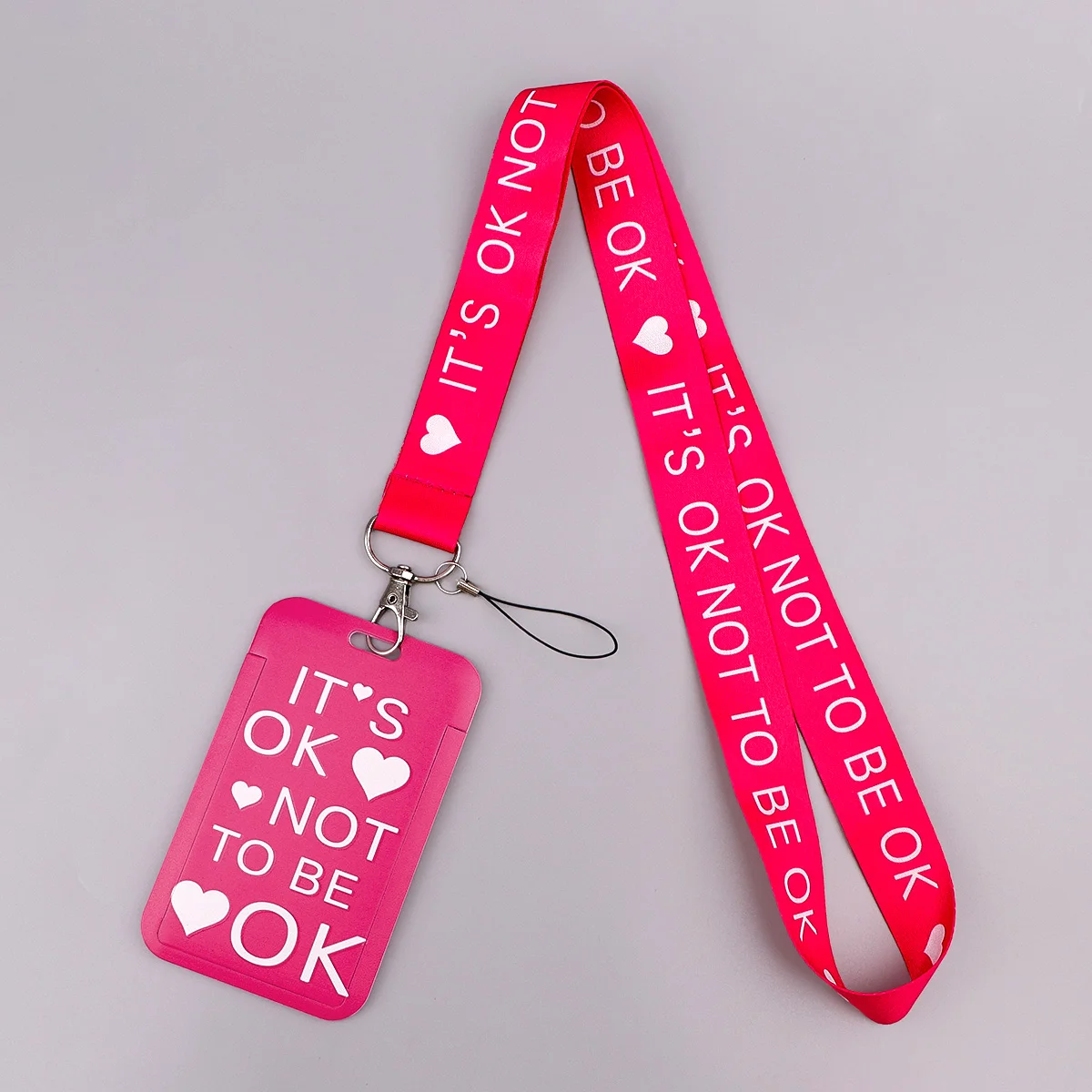 لا بأس أن تكون على ما يرام سلسلة مفاتيح قصيرة معرف غطاء بطاقة الائتمان تمرير الهاتف المحمول سحر الرقبة الأشرطة شارة حامل مفتاح حامل #3