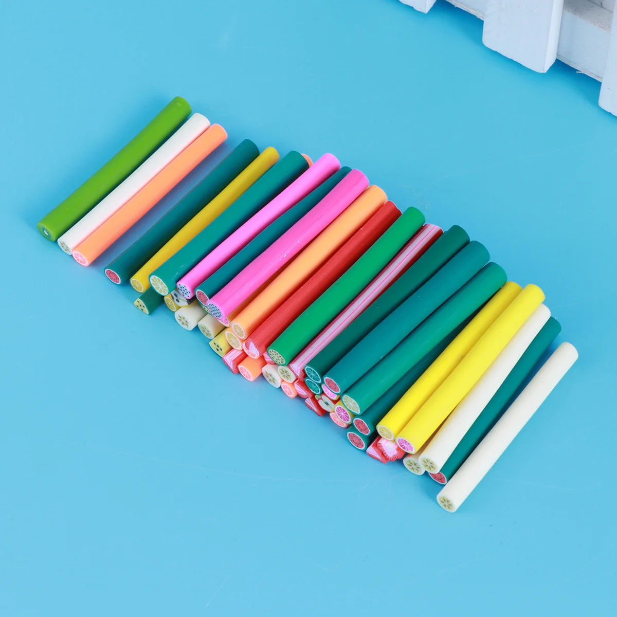 Bâtons en argile douce, 50 pièces, Design de fruits 3D, bâtons de décoration pour Nail Art, manucure, sac de téléphone, décoration d'ordinateur portable, coloré brillant