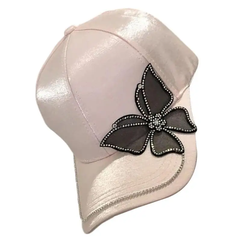 

A52E Fashionable Rhinestones Butterfly Baseball Caps For Women Girl Outdoor Activity