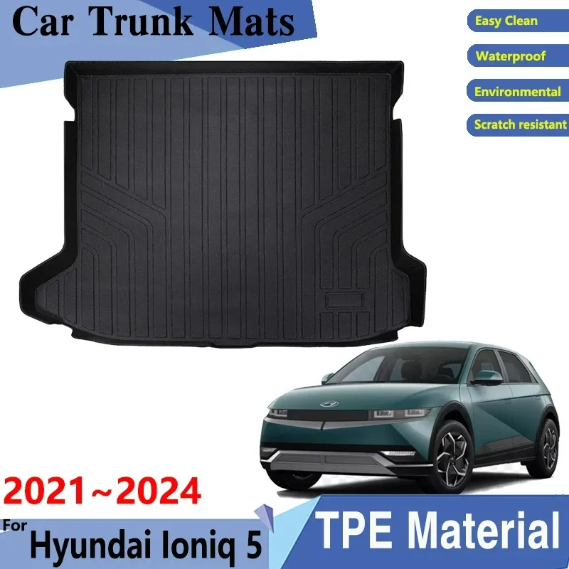 

Car Trunk Mats TPE Material for Hyundai Ioniq 5 Accessories 2021~2024 Car Easy Clean Rear Cargo Tray Trunk Rear Pads Accessories