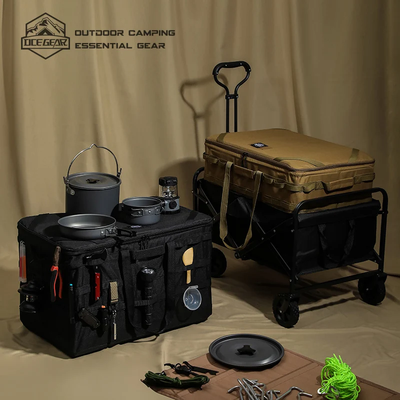 OCEGEAR Bolsa de almacenamiento de gran capacidad para acampar, Kit de utensilios de cocina de Picnic de viaje al aire libre, caja organizadora