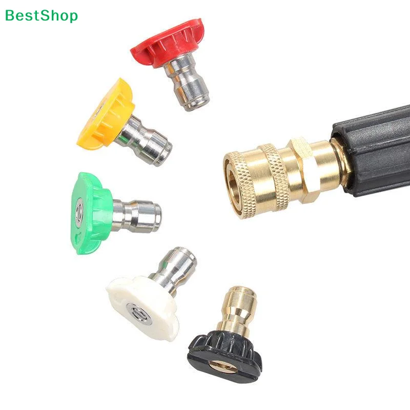 〔Y〕5Pcs 1/4inch Quick Connect High Pressure Washer Spray Nozzle 0 15 25 40 65 Degree Watering Soap Nozzle Tip Garden Cleaning