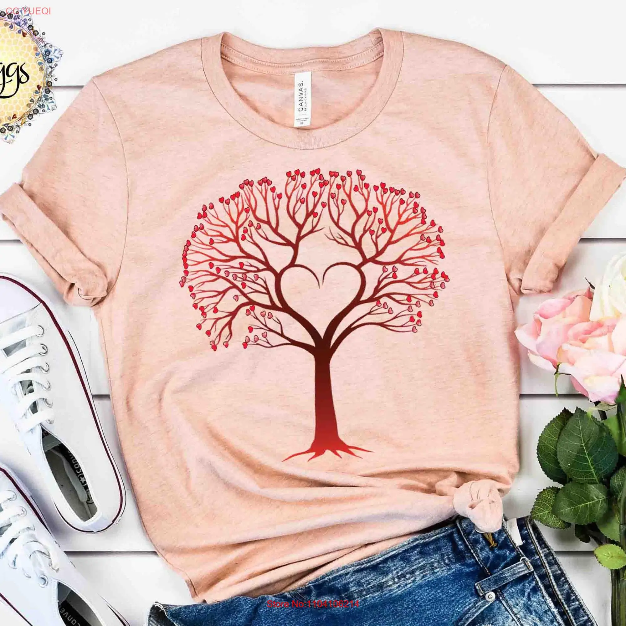 Valentine Tree T Shirt Love HearT Valentines Day Arborist Forest Service Hugger long or short sleeves