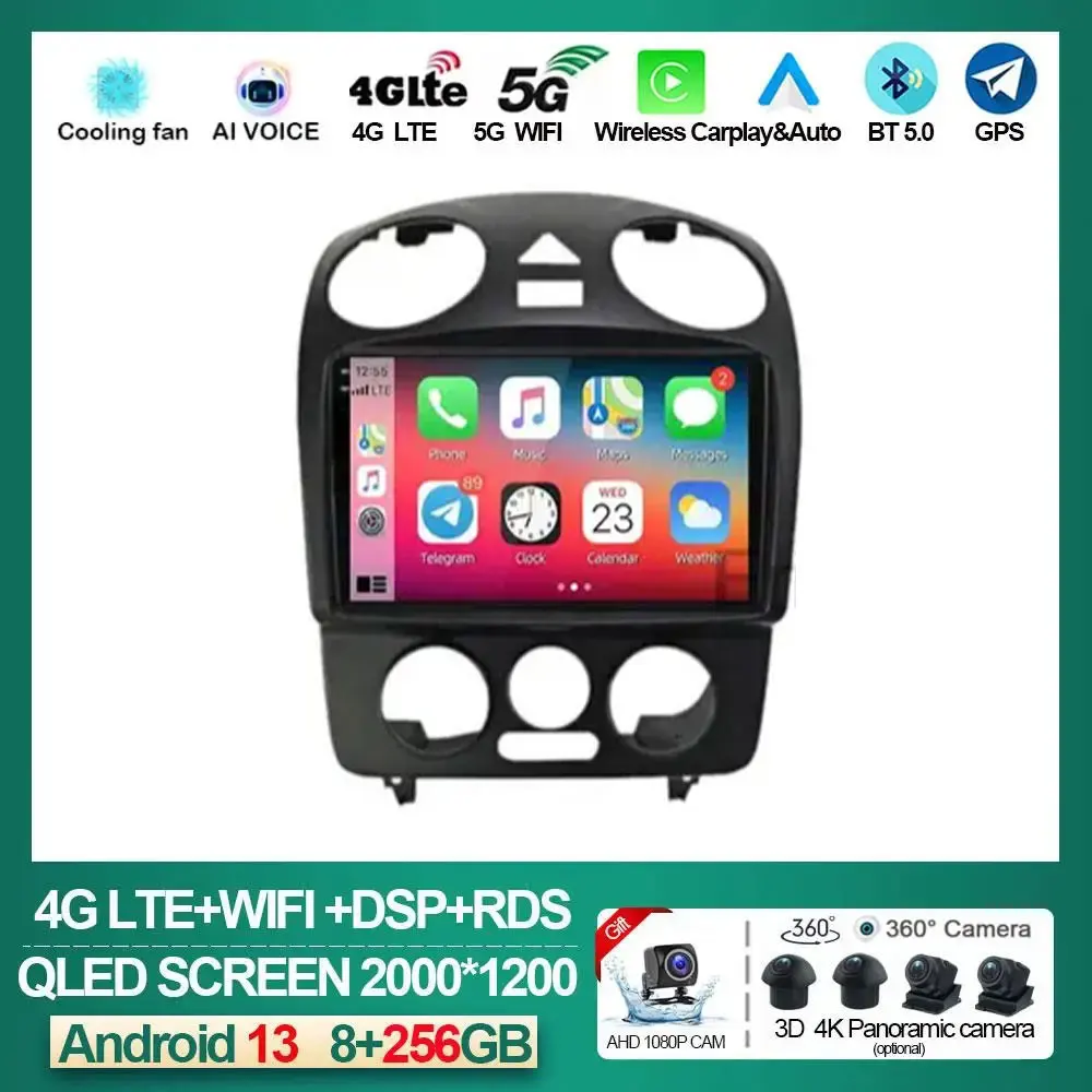 9 Inch Android 13 Car Radio For Volkswagen Beetle 2004 - 2010 Automotive Multimedia Carplay Auto WIFI 4G GPS Navigation DSP 