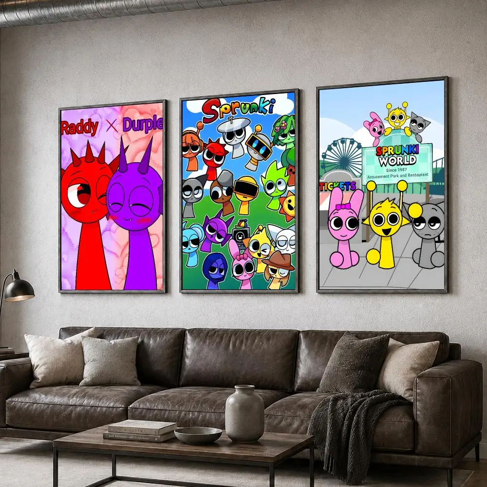 Game Incredibox Sprunki Music Rhythm Poster  PP Self Adhesive Home Garage Dorm Bar Wall Decor Aesthetic Retro Gift