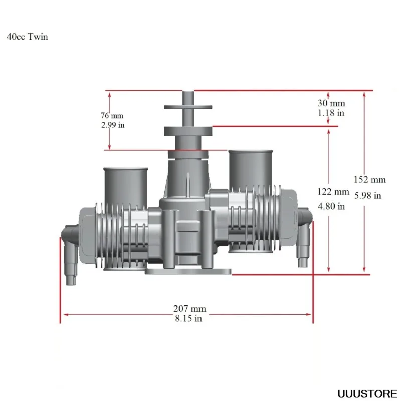 محرك صمام المكبس المزدوج RCGF STINGER 40CC - لجناح ثابت للطائرات بدون طيار FPV RC، متوافق مع مراوح 1908/1910/2008/2010 #5