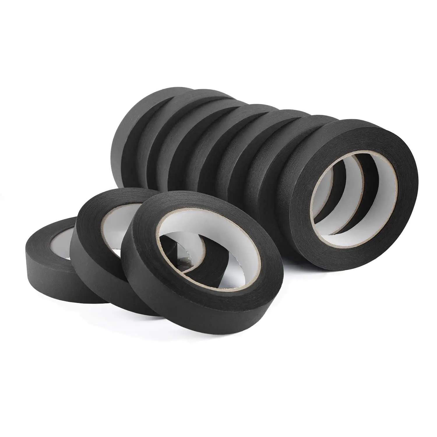

10 Pack Black Painters Tape 1 inch, Medium Adhesive Black Masking Tape Bulk Multi Pack, 1 inch x 55 Yards x 10 Rolls (55