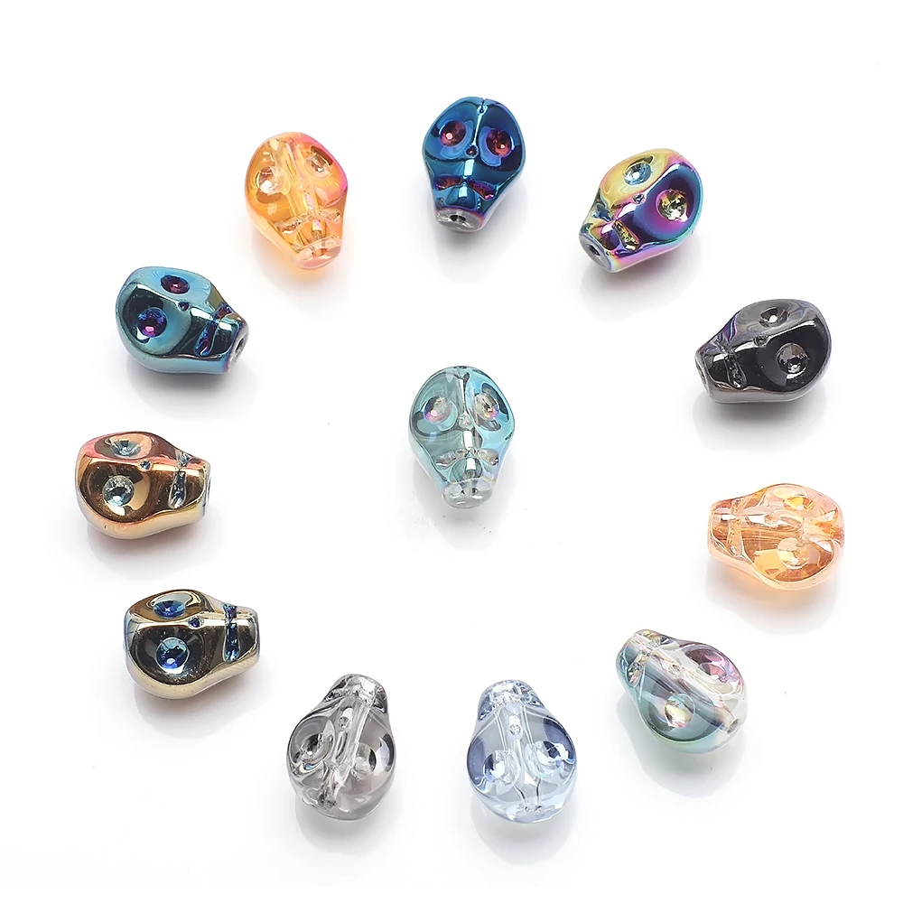 30 Pcs/Lot 8x10mm Skull Head Faceted Crystal Glass Loose Spacer Beads Handmade For Jewelry Making Earing Necklace DIY Accessory