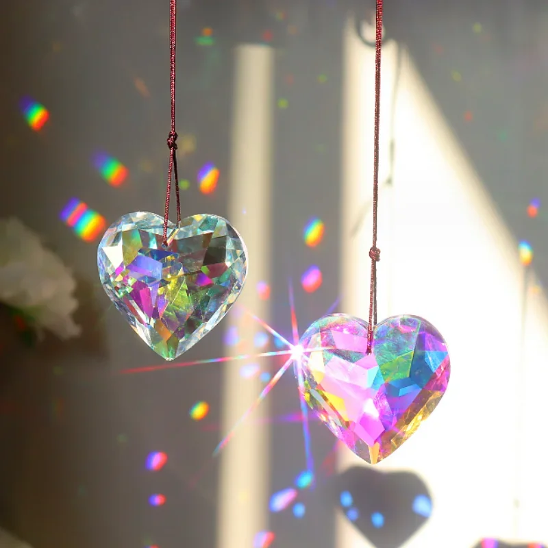 1 Piece of Crystal Chime Sun Visor Family Bedroom Balcony Sun and Moon Prism Decoration Sun Catcher Pendant