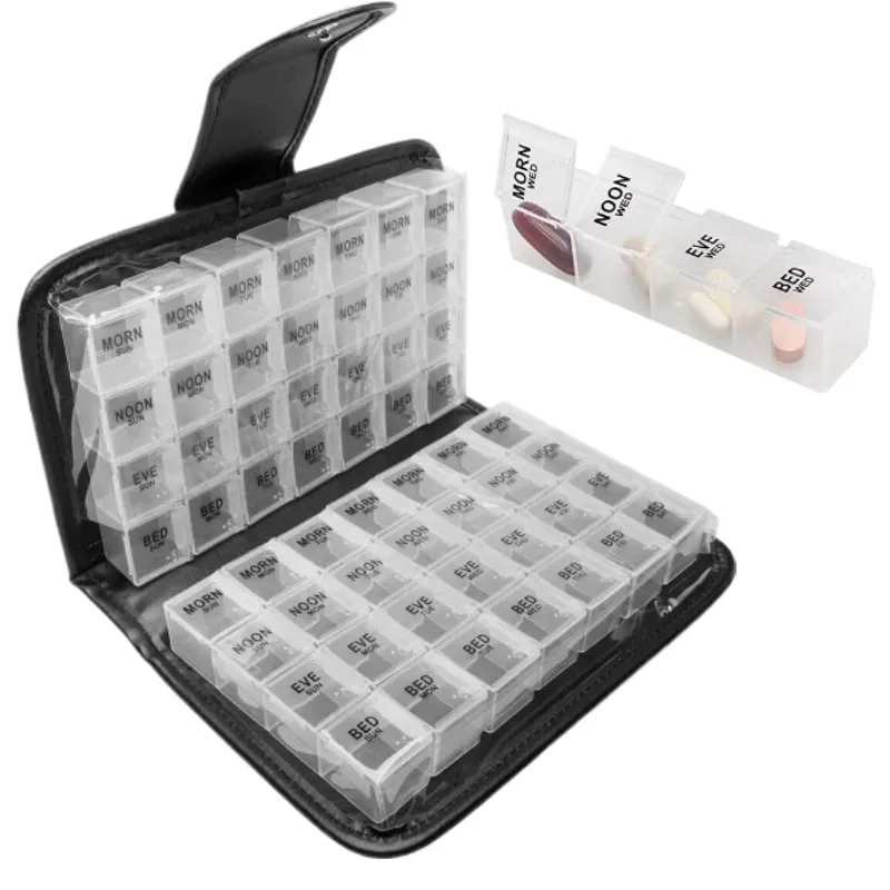 1pcs 14 Day 56 Grids Pill Box Travel Organizer Dose Medicine Tablet Storage Container Box Daily Pill Organizer
