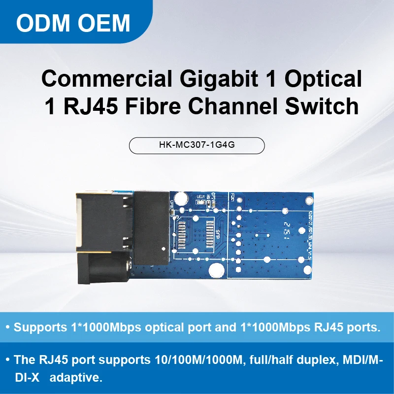 

10/100/1000M 1 Fiber port and 1 RJ45 Gigabit Mini Media Converter PCBA Single Mode fiber Port PCB