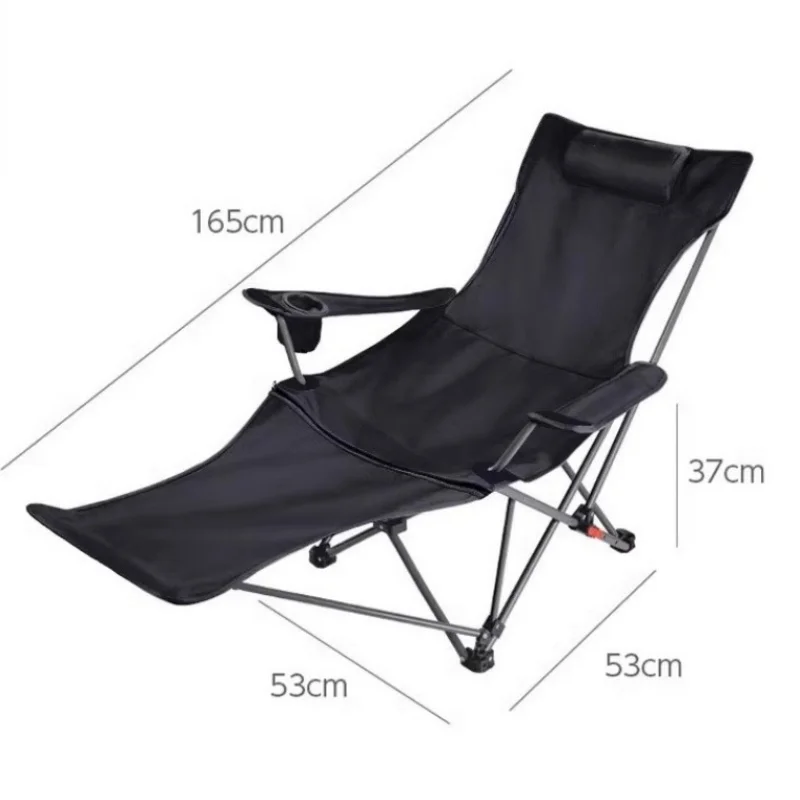 Folding Recliner Portable Camping Chair with Adjustable Backrest and Cotton-Filled Seat for Travel Beach Fishing Outdoor Chair image 3