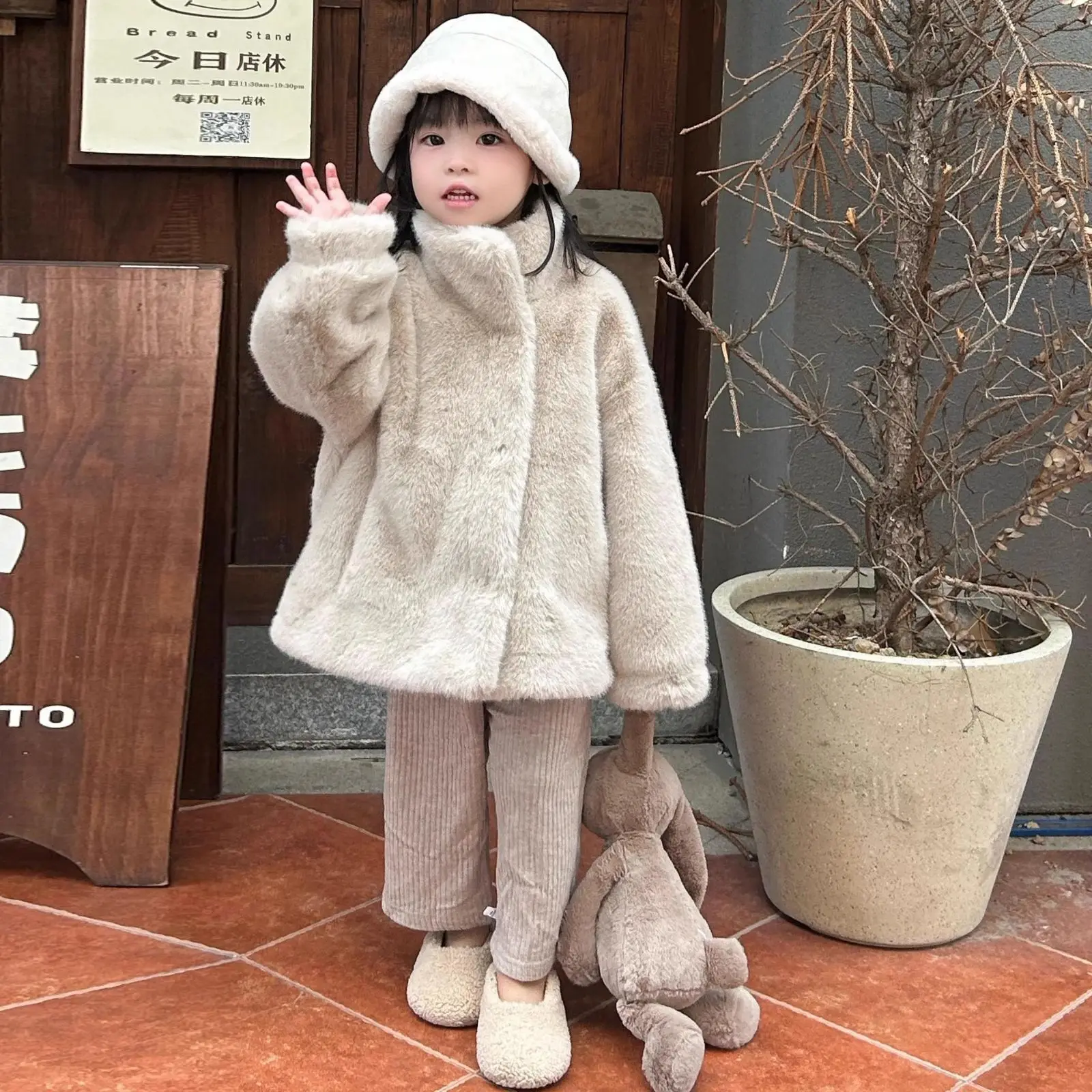 2024 New Winter Jacket For Baby Girl Clothes Fashion Christmas Princess Cloak Autumn Warm Faux Fur Girls Coat