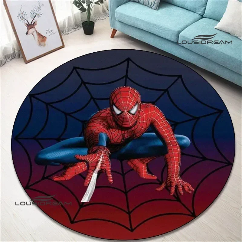 Cartoon S-Spider-Man printed round carpet living room bedroom non -slip carpet floor mats bedroom decor area rug birthday gift