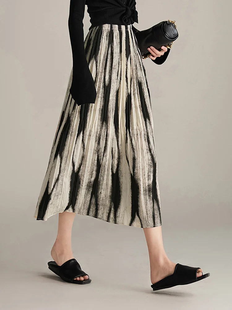 

Slimming A-Line Midi Skirt Summer 2026 Loose Versatile Color Block Design Korean Style High Waist Women's Half-length Skirt