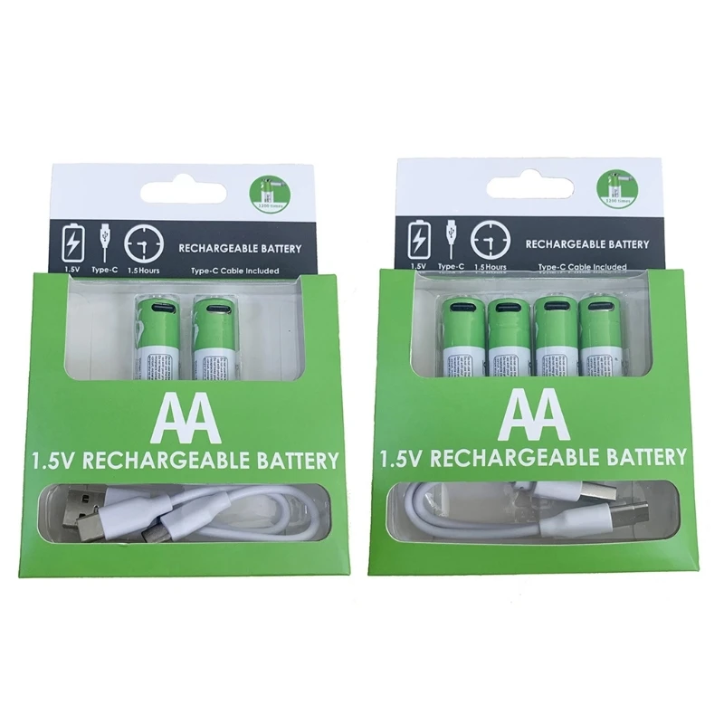 2600mWh Rechargeable AA Battery USB AA Lithium Rechargeable Batteries USB Energy Source for Electronics Toy