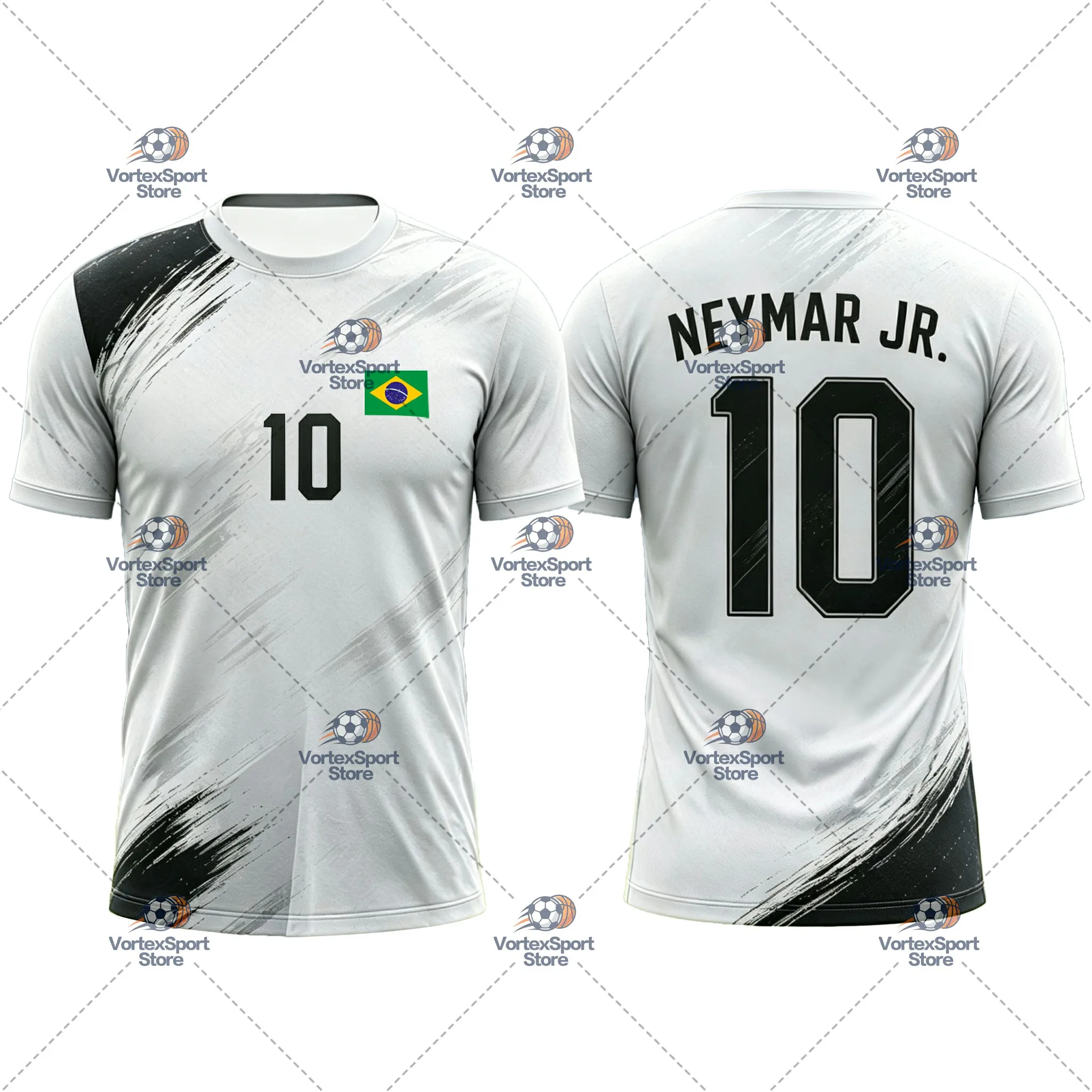 Explosions Brasilien Kinder Herren Neymar Nr. 10 Fußball Schnelltrocknendes T-Shirt Alle Größen Kurzarm Rundhals Fußballtrikot T-Shirts – Detail 13