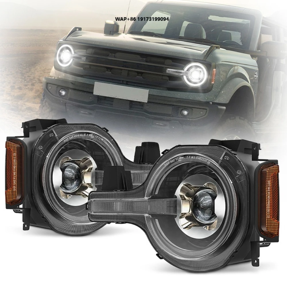 

Led Headlights Assembly for Bronco 2021 2022 2023 Headlamp Accessories with Amber/White DRL Sequential Turn Signal 12v