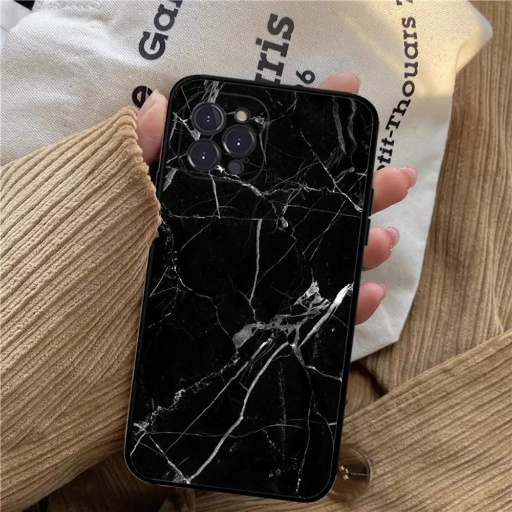 black white Marble crack Phone Case For iPhone 15 14 11 12 13 Mini Pro XS Max Cover 6 7 8 Plus X XR SE 2020 Funda Shell