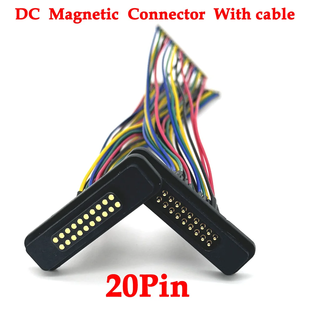 

50set 2A 12Pin 20Pin DC Magnetic Pogo Pin Connector Pogopin Male Female With ribbon cable Spring Loaded DC Power Socket