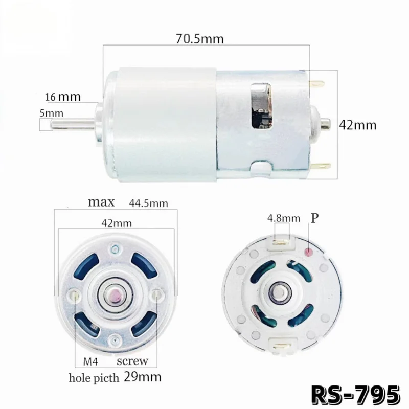 795 DC Motor High Torque 12V-24V, Dual Ball Bearing Bait Boat Motor for DIY Fishing Boat & Pump,SL26022