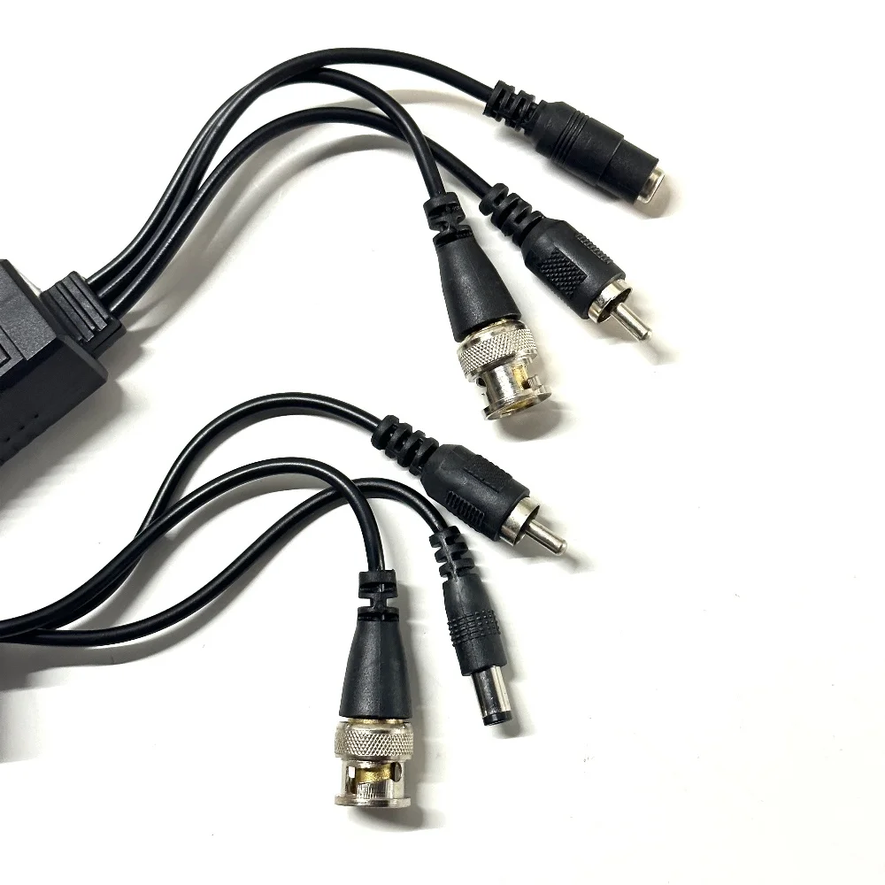 8MP CCTV 3 IN 1 Coax BNC Video Power Balun Transceiver to CAT5e 6 RJ45 DC + BNC + RCA Connector Cables For AHD Camera