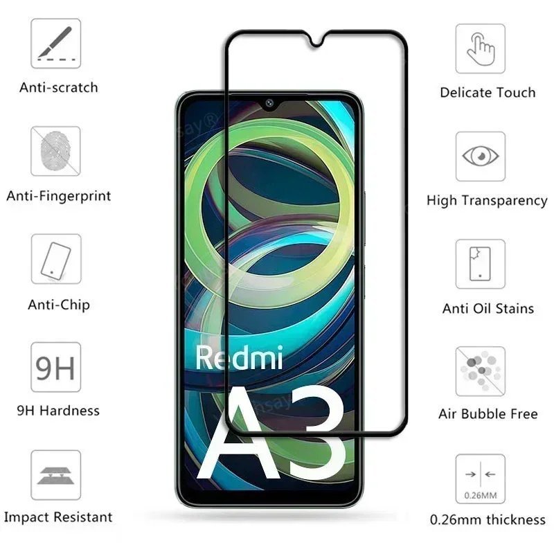 Volledige Dekking Glas Voor Redmi A3 Gehard Glas Voor Xiaomi Redmi A3 A2 A1 Plus Screenprotector Beschermende Telefoonfilm Redmi A3