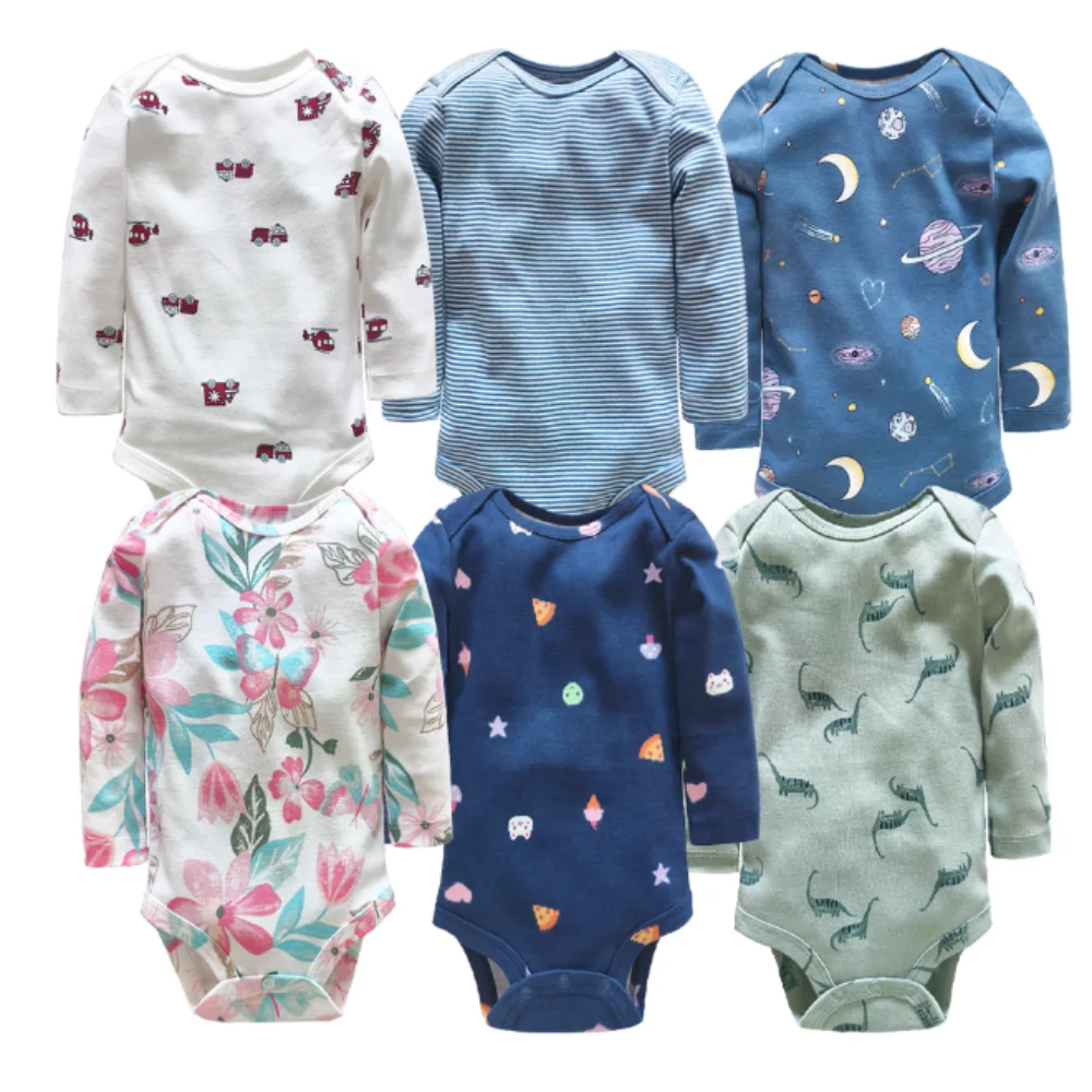 1-4Pieces New Fashion Newborn 100% Cotton Baby Boy Girl Bodysuit Long Sleeve Soft Infant Onesies Baby Shower Gifts Jumpsuits