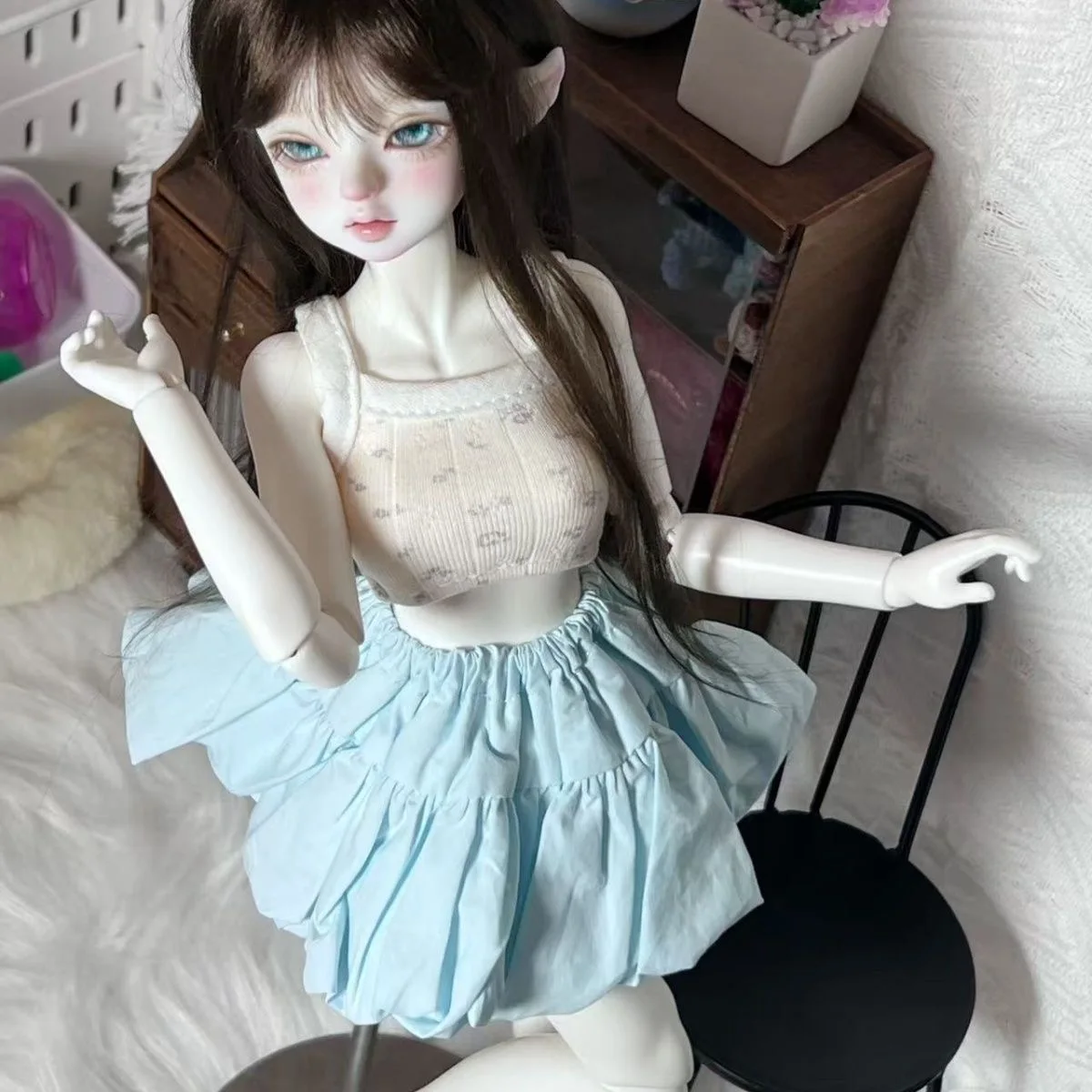 

Одежда для кукол BJD, подходящая для размеров 1/4, милый жилет, юбка, одежда, костюм, аксессуары для кукол (2 точки)