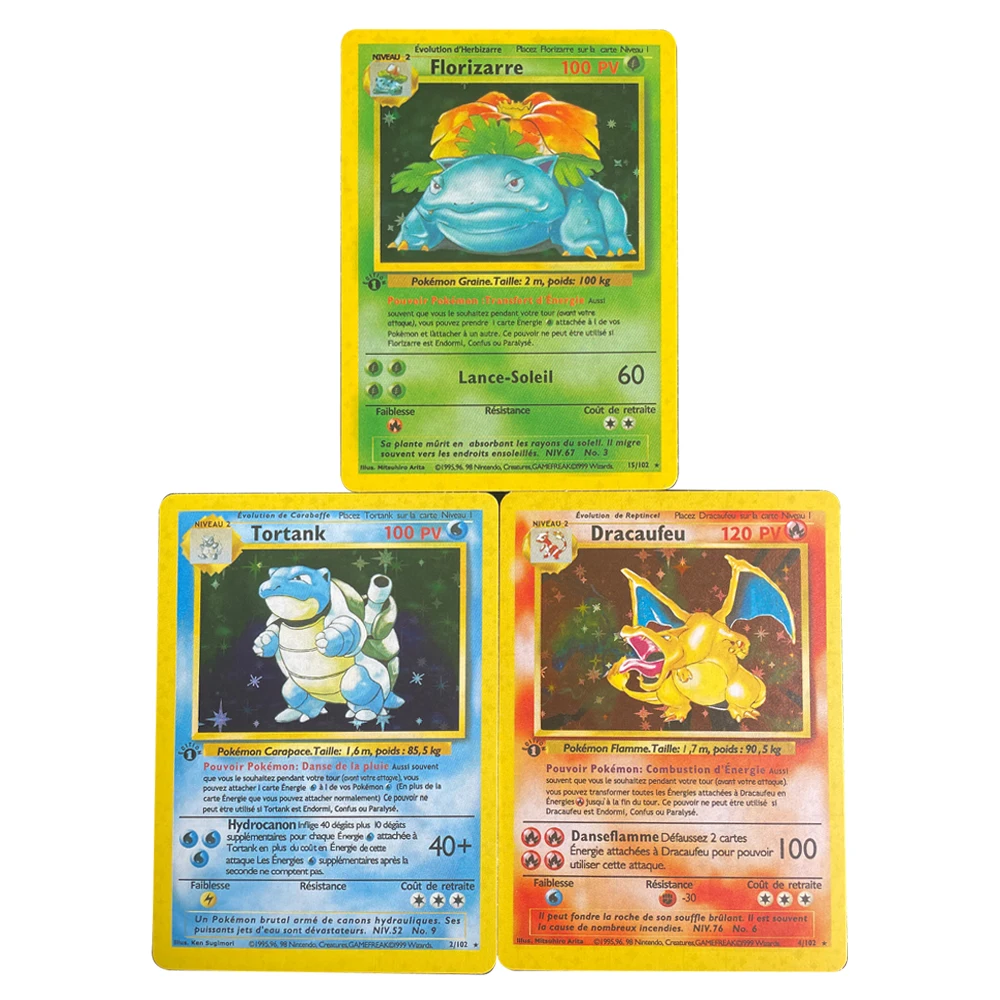 3pcs/set Pokemon 25Th Anniversary English Cards PTCG Charizard Blastoise Flash Cards Game Anime Rare Collection Cards Gift Toys