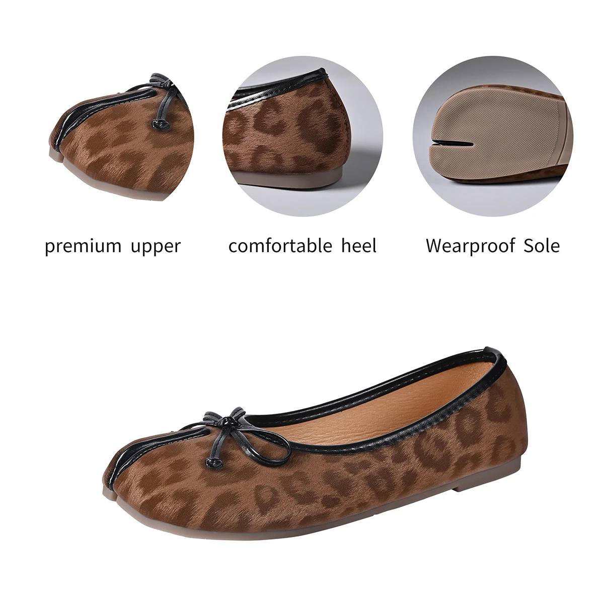 Modische Ballerinas mit Leopardenmuster und geteilter Zehenpartie für Damen, Frühling/Sommer, lässig, weiche Sohlen, bequeme Slipper, Tanzschuhe für Mädchen, Tabi-Schuhe – Detail 6