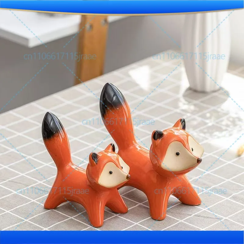 For Jingdezhen Ceramic Fox Ornament Creative Home Animal Ornament