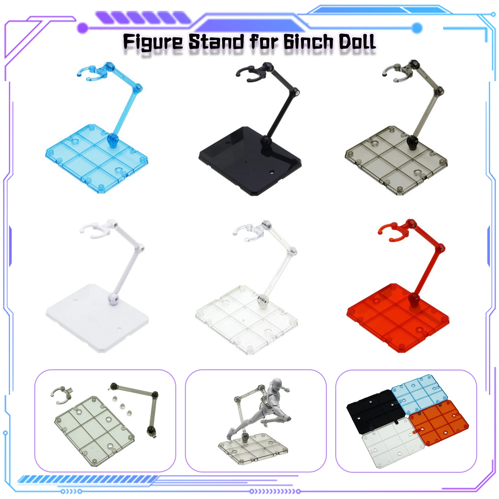 

1/5/10PC Action Figure Stand Assembly Doll Model Display Holder Base Support Stand for 6inch Doll Action Special effects Display
