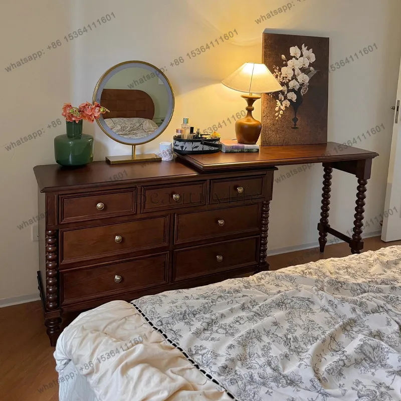 French retro dresser chest integrated antique bedroom light luxury retractable makeup table
