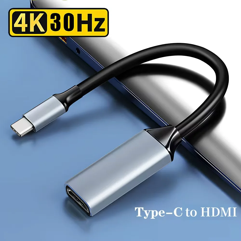 4K 30Hz Type C to HDMI Adapter USB C Male to HDMI-compatible Female Converter Cable for Laptop Tablet MacBook Samsung Xiaomi