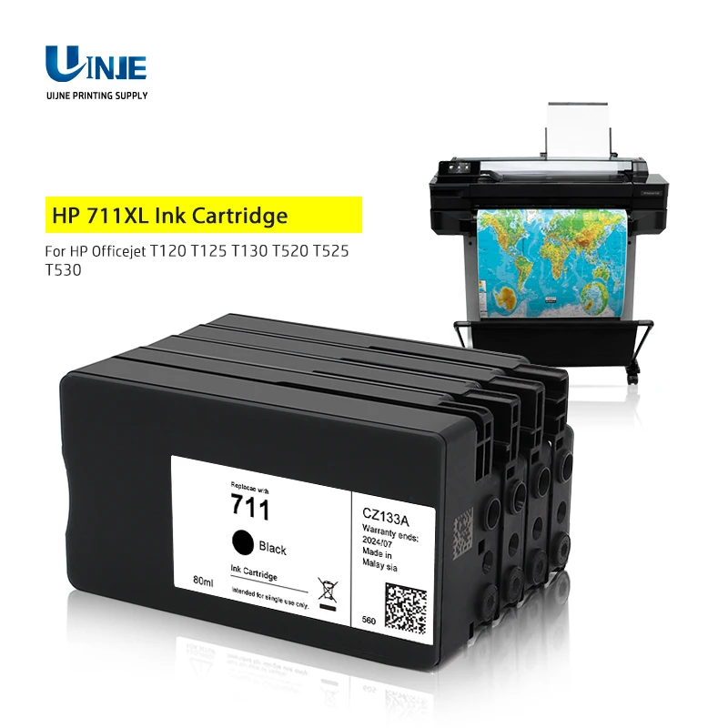 Original HP 711XL 711 Ink Cartridge Full With Ink Compatible For HP DesignJet T120 T520 T530 Printer HP711 Pigmment Ink