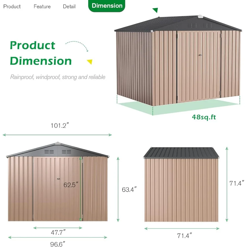 Metal Outdoor Storage Shed, Lockable Bike Shed, Garden &Tool, Seamless Installation, Spacious Storage, Outdoor Storage