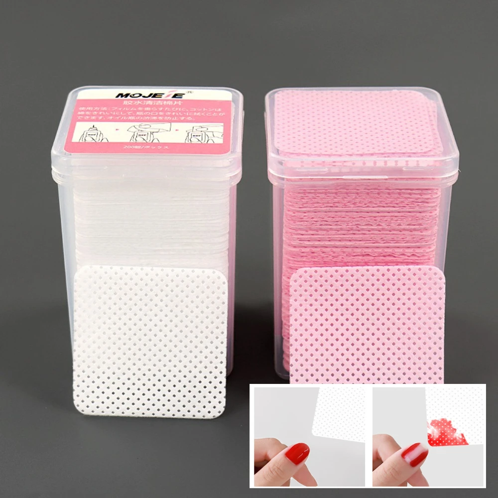 

200Pcs/pack New Fashion Nail Remover Wipes Disposable Pink & White Nails Polish Glue Cleaner Wipe Cotton Manicure Cleaning Tools