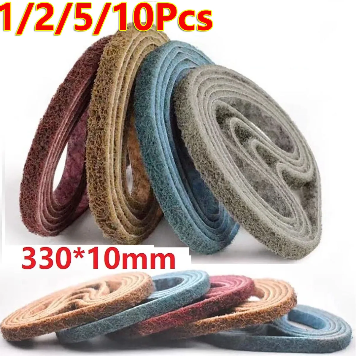 1/2/5/10Pcs 10x330mm Abrasive Grinding Strips Tapes Non Woven Sanding Belt 150/240/320/600 File Polisher Abrasive Band Striping