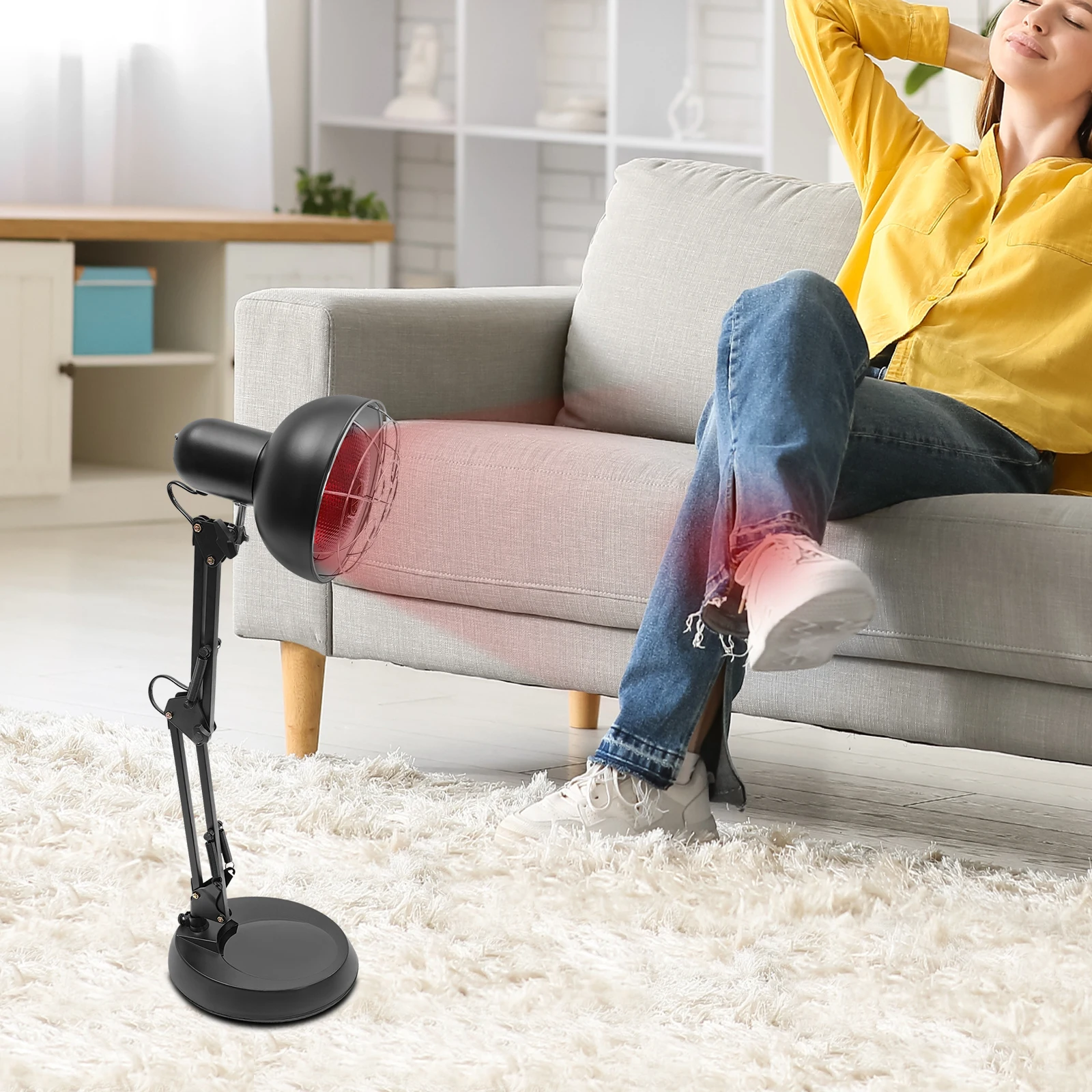 150W Infrarot-Wärmelampe für Zuhause Infrarot-Therapielampe zur Linderung von Muskelschmerzen und Rückenschmerzen Schwarz 65cm – Detail 1