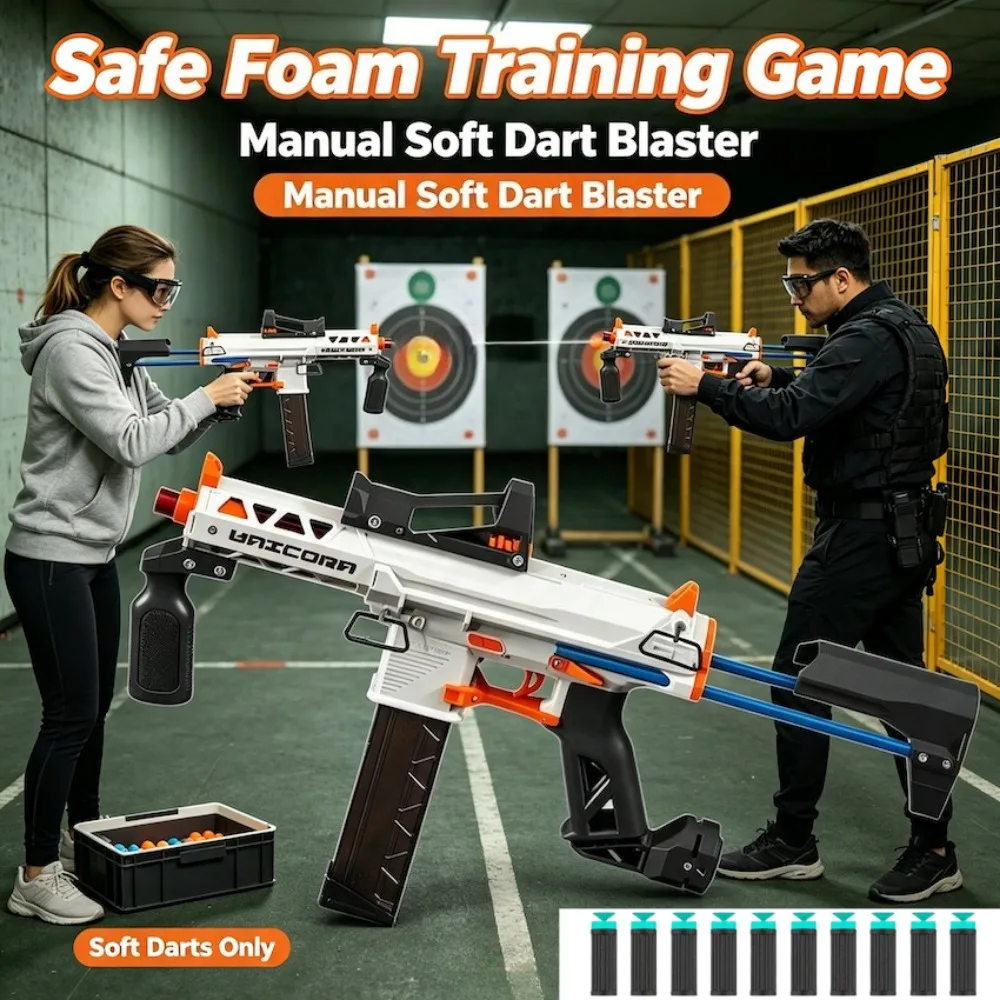 KM9 Tactical Manual Soft Bullet Toy Gun Foam Dart Shooting Toy with Magazine Outdoor Interactive Game Toy for Adults