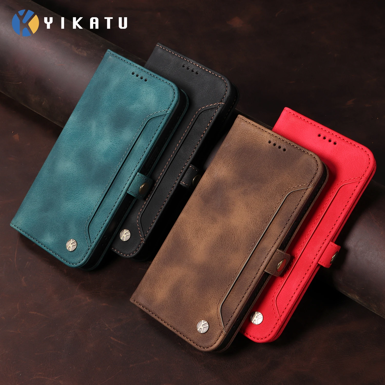 

YK002 Leather Card Slot Phone Case For Samsung Galaxy S9 S10 S20 S21 S22 S23 S24 S25Plus Ultra edge Wallet Side Magnetic Cover