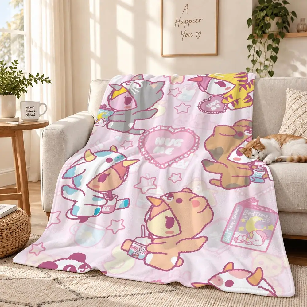 Japan T-Tokidokis Throw 240g Lightweight Flannel Blanket, Soft Skin Throw Blanket for Sofa Bedroom
