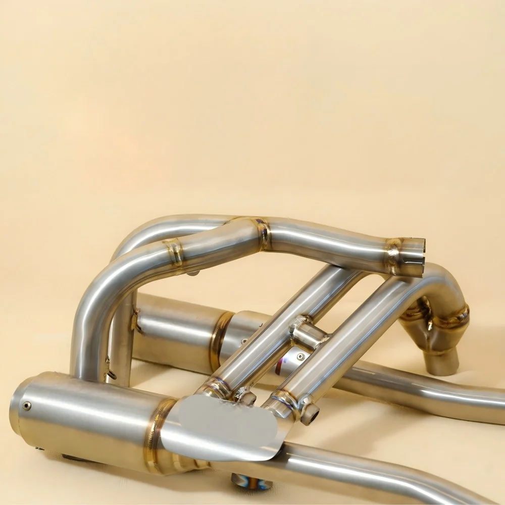 Chun-feng 450SR Modified High-position Double-outlet Full Section Titanium Alloy Blue Motorcycle Exhaust！