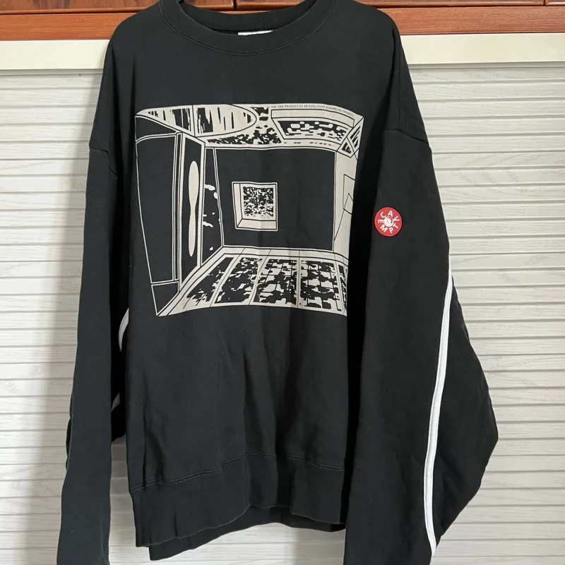 

Y2K Japan Cavempt Sweatshirt Long Sleeved Loose Hoodie White Line Black Men Women C.E Pullover Sweatshirt