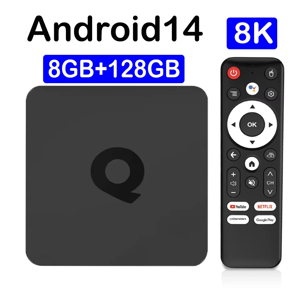 YOZHIXU TV-Box Smart Q1 Android 14 Google Assistant Bluetooth 5.4 Dual Wifi 5G 8K Video 8GB 128GB Media Player Set-Top-Box schnell