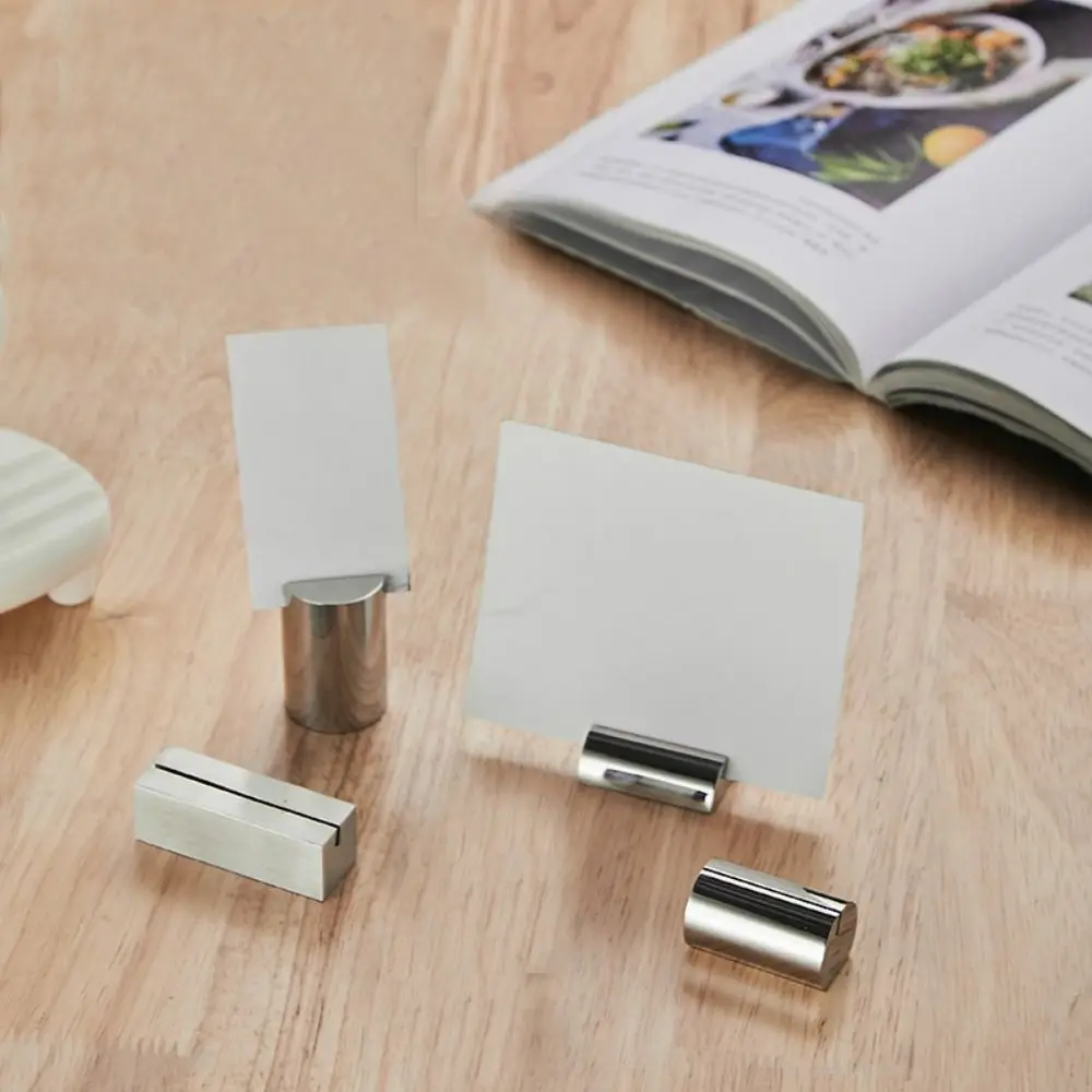 Стенд для дисплея Держатель для карт из нержавеющей стали Твердый креативный держатель для таблички с номером Забавное меню Держатель для заметок Картка для сиденья в отеле