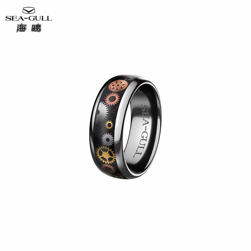 NEW Seagull Vintage Gear Handmade Ring Couple Ring Black Starry Sky Composite Material 7-13mm Ring size кольцо женское