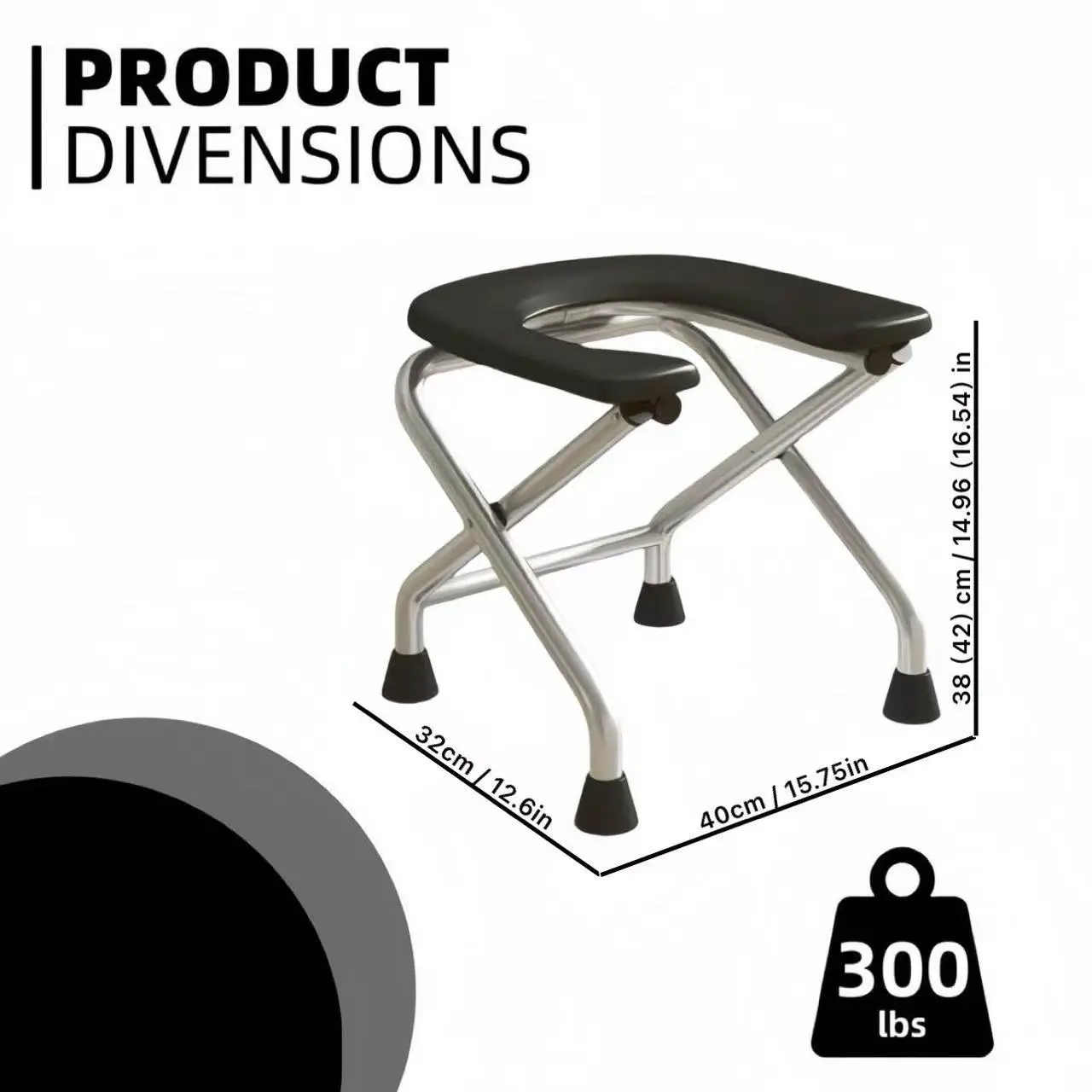 مرحاض من الفولاذ المقاوم للصدأ، طقم مجاني مكون من 3 قطع (وسادة مقعد + وسادة قدم + لوح حمام)، حامل عالي ومستقر، يمكن استخدامه في المرحاض والاستحمام، مناسب للاستخدام الخارجي والداخلي، مناسب لسيناريوهات متعددة